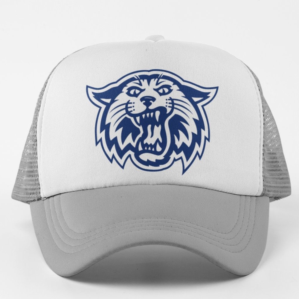 NEW Villanova Wildcats Mascot Head Foam Trucker Mesh Snapback Hat WHITE GREY